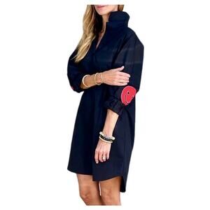 Caryn Lawn Preppy Dress Black Smiley Face Elbow OS 2-12 Cotton Stretch